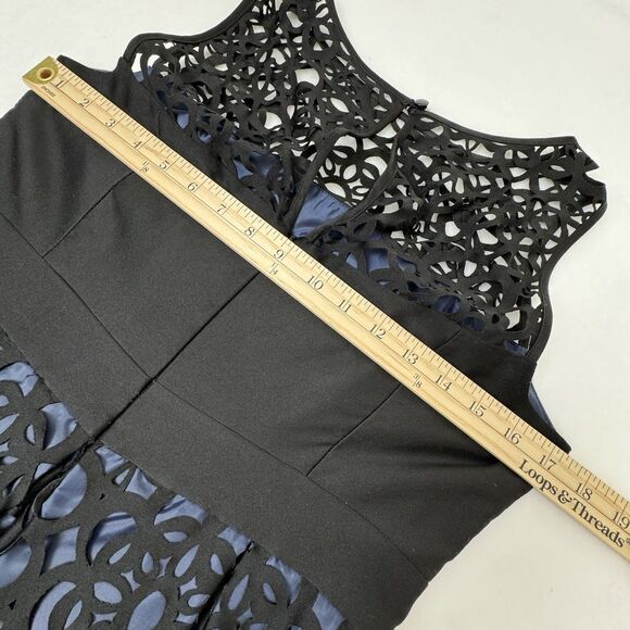 Muse Laser Cut Dress Sz 8 Black Navy Eyelet Party Cocktail Formal Wedding Lace - Picture 12 of 15